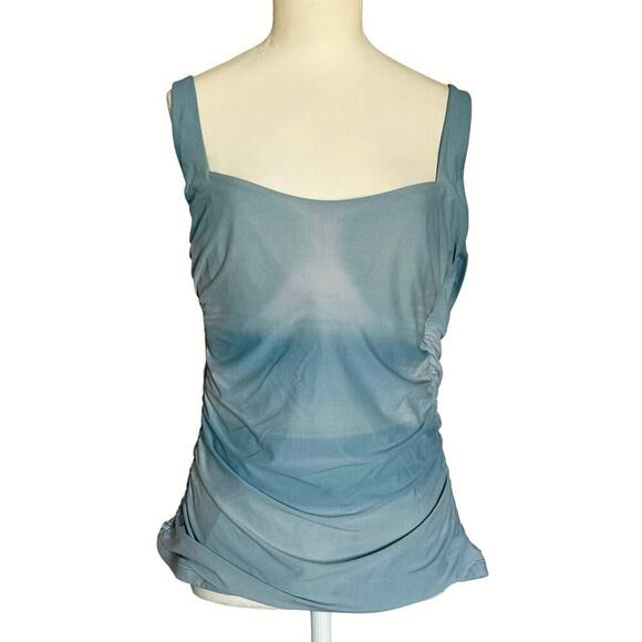 Athleta Square Neck UnderwireTankini Green Ombré Womens Size 38D/DD - Picture 1 of 7